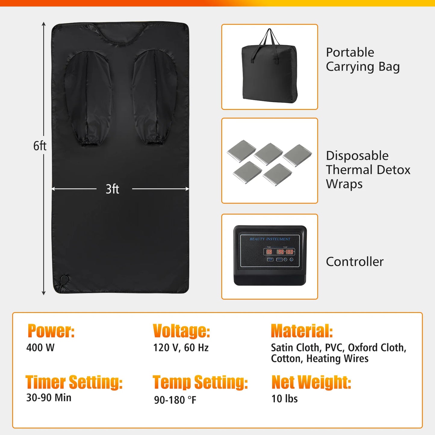 Infrared Sauna Blanket with Sleeves Wraps